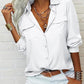 Women's Solid Lapel Long Sleeves Button-Down Shirt