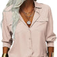 Women's Solid Lapel Long Sleeves Button-Down Shirt