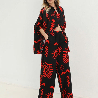 Women's Fashion Printed Two Piece Set