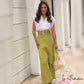Women’s Elegant V Neck Top & Wide Leg Pants Two-Piece Set