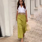 Women’s Elegant V Neck Top & Wide Leg Pants Two-Piece Set
