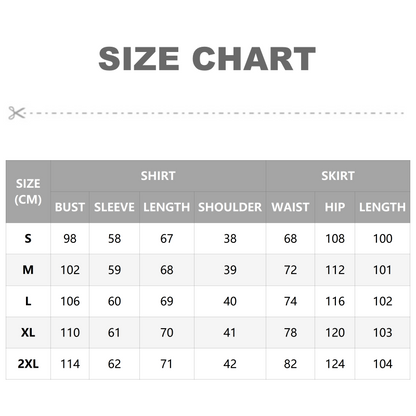 Women's Elegant Glossy Solid Gray 2-Piece Set - Lapel Long Sleeve Shirt & Flowy A-Line Skirt