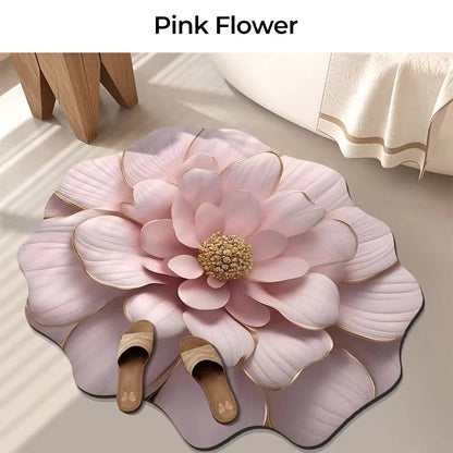 3D Shaped Flower Diatomite Absorbent Floor Mat