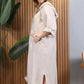 Women’s Solid Long-Sleeve Slit Hooded Long Dress