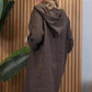 Women’s Solid Long-Sleeve Slit Hooded Long Dress
