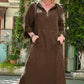 Women’s Solid Long-Sleeve Slit Hooded Long Dress