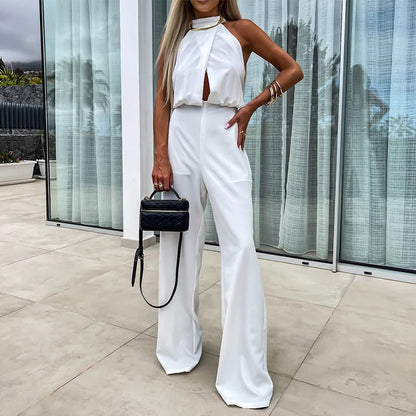 Women's Elegant Sleeveless Solid Color Jumpsuit