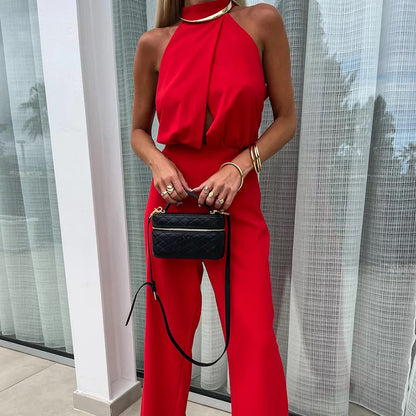 Women's Elegant Sleeveless Solid Color Jumpsuit