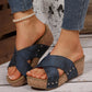 Women's Fashion Cross Strap Thick Wedge Heel Sandals