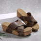 Women's Fashion Cross Strap Thick Wedge Heel Sandals