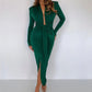 Women's Sexy Long Sleeve Waist Slimming Solid Color Dresses