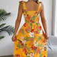 Women’s Elegant Floral Print Smocked Dress
