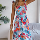 Women’s Elegant Floral Print Smocked Dress