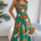 Women’s Elegant Floral Print Smocked Dress