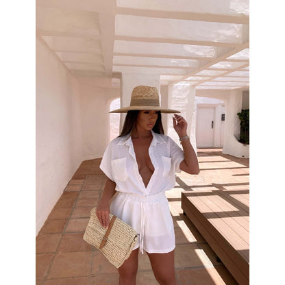 V-Neck Top & Shorts Two-Piece Set