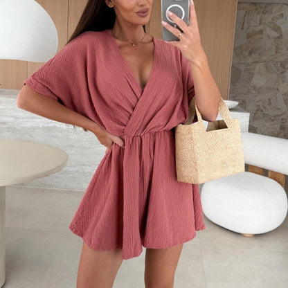 ☀️Summer Sale 50% Off☀️  Women’s Wrap V-Neck Shorts Jumpsuits💥Buy 2 Get 5% Off