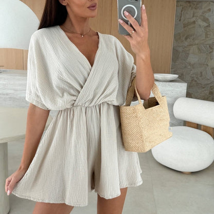 ☀️Summer Sale 50% Off☀️  Women’s Wrap V-Neck Shorts Jumpsuits💥Buy 2 Get 5% Off
