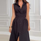 🌸Seasonal dress 50% OFF🌸Women's Sleeveless Shirt Maxi Dress with Waist Tie
