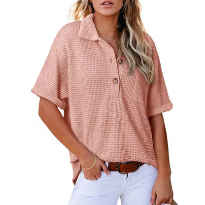 🩷Summer Sale - 50% Off🌈Women's Lapel Loose Short Sleeve Top