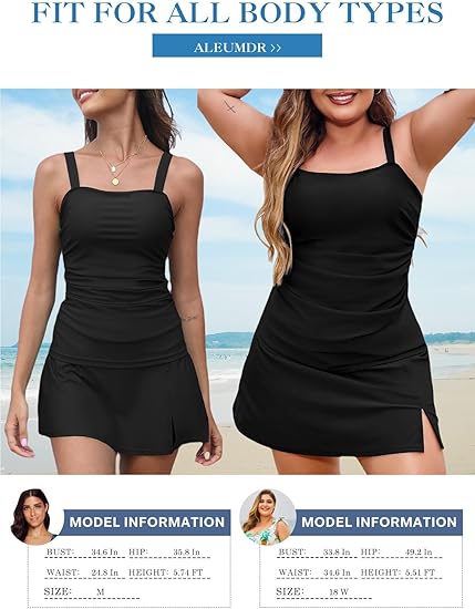 💥Last Day Special Sale 50% OFF🩱✨Women Vintage Tummy Control Two Piece Tankini Swimsuits