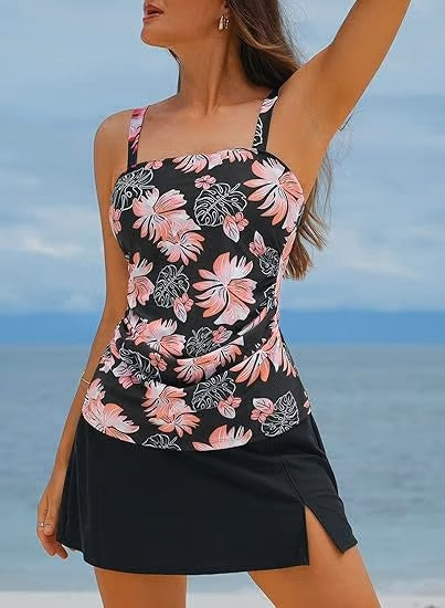 💥Last Day Special Sale 50% OFF🩱✨Women Vintage Tummy Control Two Piece Tankini Swimsuits