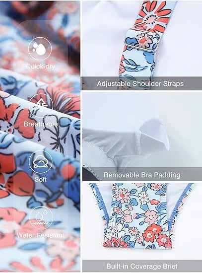💥Last Day Special Sale 50% OFF🩱✨Women Vintage Tummy Control Two Piece Tankini Swimsuits