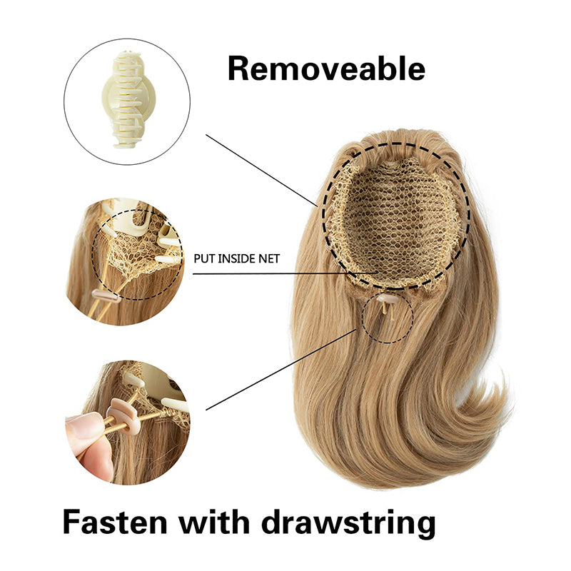 ✨The Secret of Confidence👸Women's Slightly Curly Chemical Fiber Hair Simulation Natural Fake Ponytail Hairpin