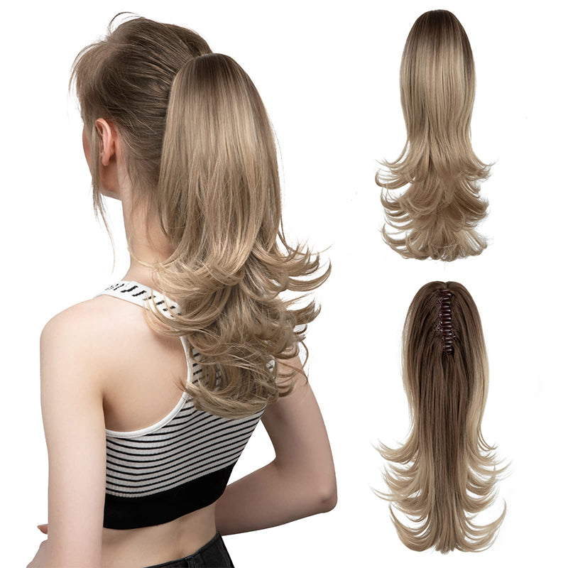 ✨The Secret of Confidence👸Women's Slightly Curly Chemical Fiber Hair Simulation Natural Fake Ponytail Hairpin