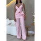 Women's Fashion Ruffle Hem Spaghetti Top Wide Leg Pants Set