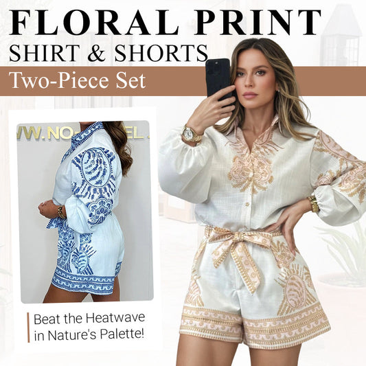 💖LAST DAY SALE 50% OFF💖Floral Print Shirt & Shorts Two-Piece Set