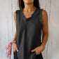 Linen and cotton sleeveless T-shirt for women