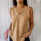 Linen and cotton sleeveless T-shirt for women
