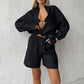 Women’s 2-Piece Button-Down Shirt & Short Set