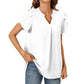 Women's V-Neck Solid Color Short Sleeve Top