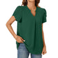 Women's V-Neck Solid Color Short Sleeve Top