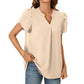 Women's V-Neck Solid Color Short Sleeve Top