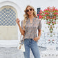 🔥2025 Hot Style! V-neck floral print ruffled short-sleeved T-shirt