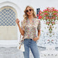 🔥2025 Hot Style! V-neck floral print ruffled short-sleeved T-shirt