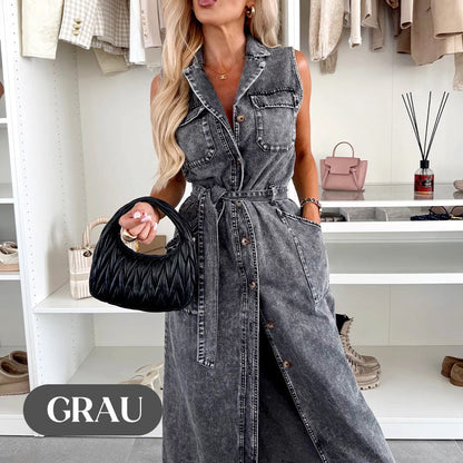 🌺2025 New arrivals - 50% OFF⏳Women's midi jeans dress with waistband