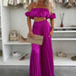 Women’s Sexy Solid Color Top Wide Leg Pants Two Pieces Set