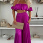 Women’s Sexy Solid Color Top Wide Leg Pants Two Pieces Set
