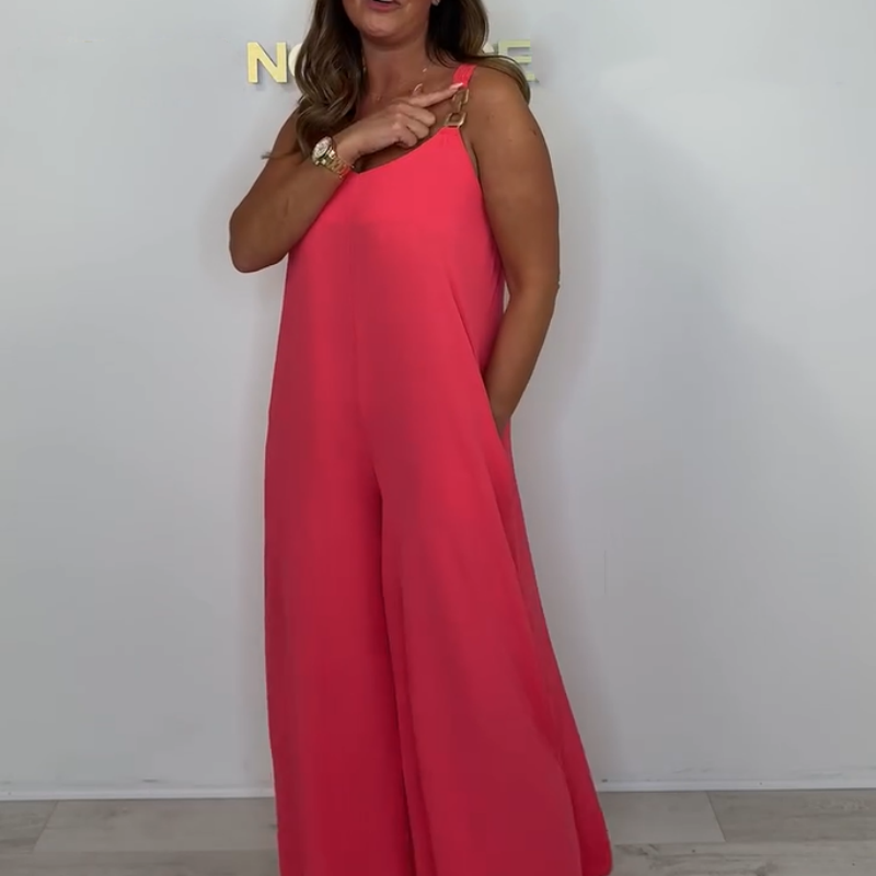 Women's Comfortable and Elegant Solid Color Backless Jumpsuit