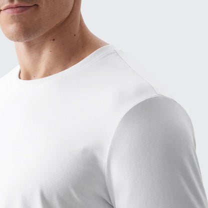 Avslappnad enkel smutsavvisande T-shirt med rund hals för män
