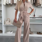 Women’s Button-Down Jumpsuit with Waist Tie