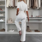 Women’s Button-Down Jumpsuit with Waist Tie