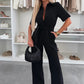 Women’s Button-Down Jumpsuit with Waist Tie