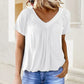Women's Ruched V-Neck Short-Sleeve Top