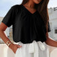 Women's Ruched V-Neck Short-Sleeve Top