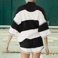 Women’s Striped Half Zip Tops ＆ Shorts Two-Piece Set