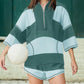 Women’s Striped Half Zip Tops ＆ Shorts Two-Piece Set